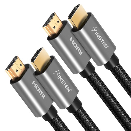 Insten Pack Feet HDMI Male to Male Cable, Version, 8K 60Hz, 48Gbps, Gold Connectors, Nylon Braided, Black